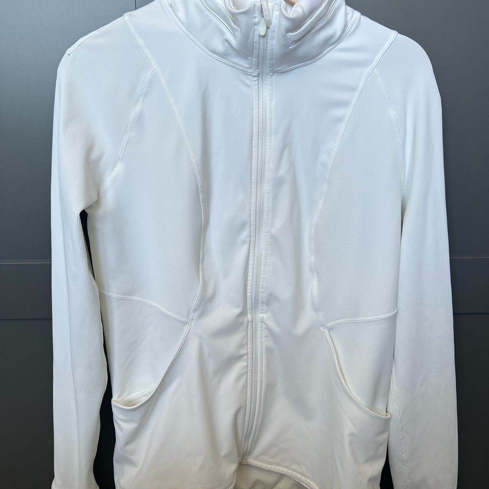 Lululemon athletica White Full-Zip Athletic Jacket- White- Sz 12